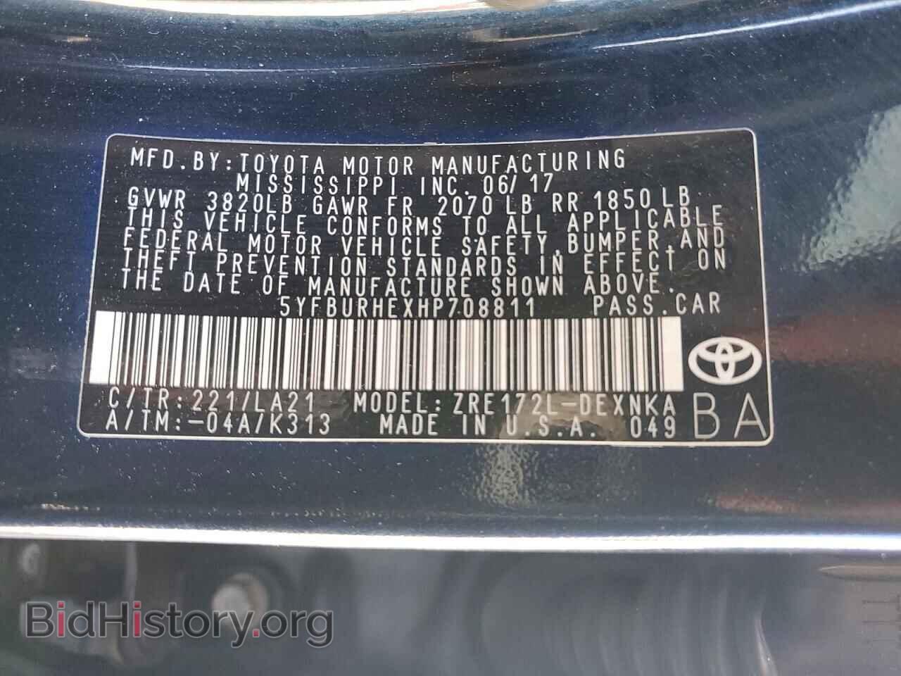 2017 TOYOTA COROLLA - VIN: 5YFBURHEXHP708811 - Фото 13