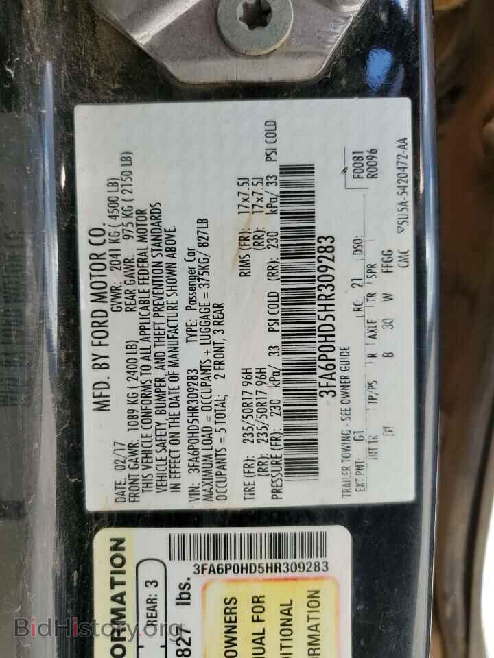 2017 FORD FUSION - VIN: 3FA6P0HD5HR309283 - Фото 10