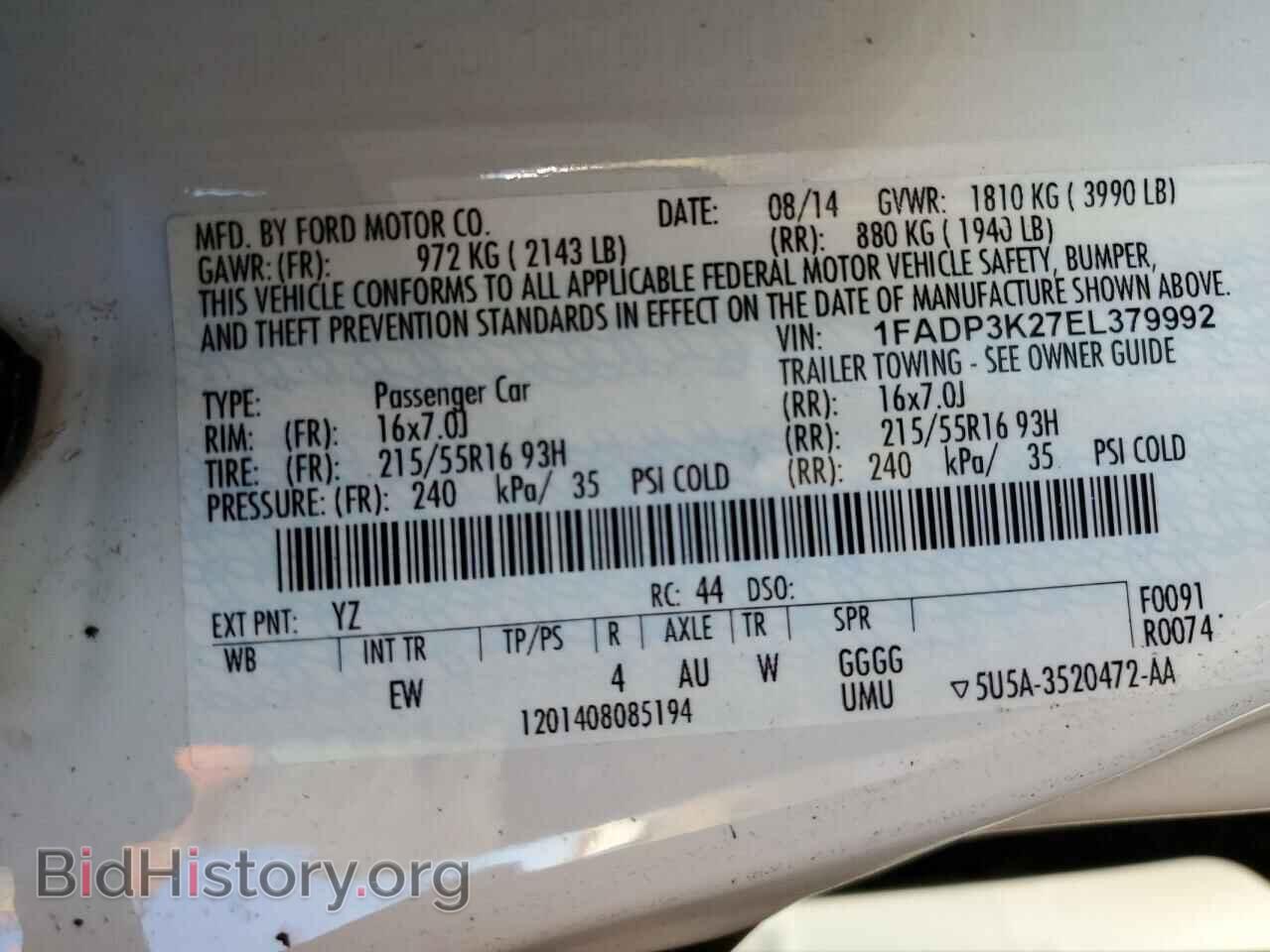 2014 FORD FOCUS - VIN: 1FADP3K27EL379992 - Photo 12