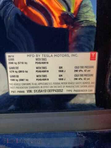 2014 TESLA MODEL S - VIN: 5YJSA1S13EFP43052 - Фото 10