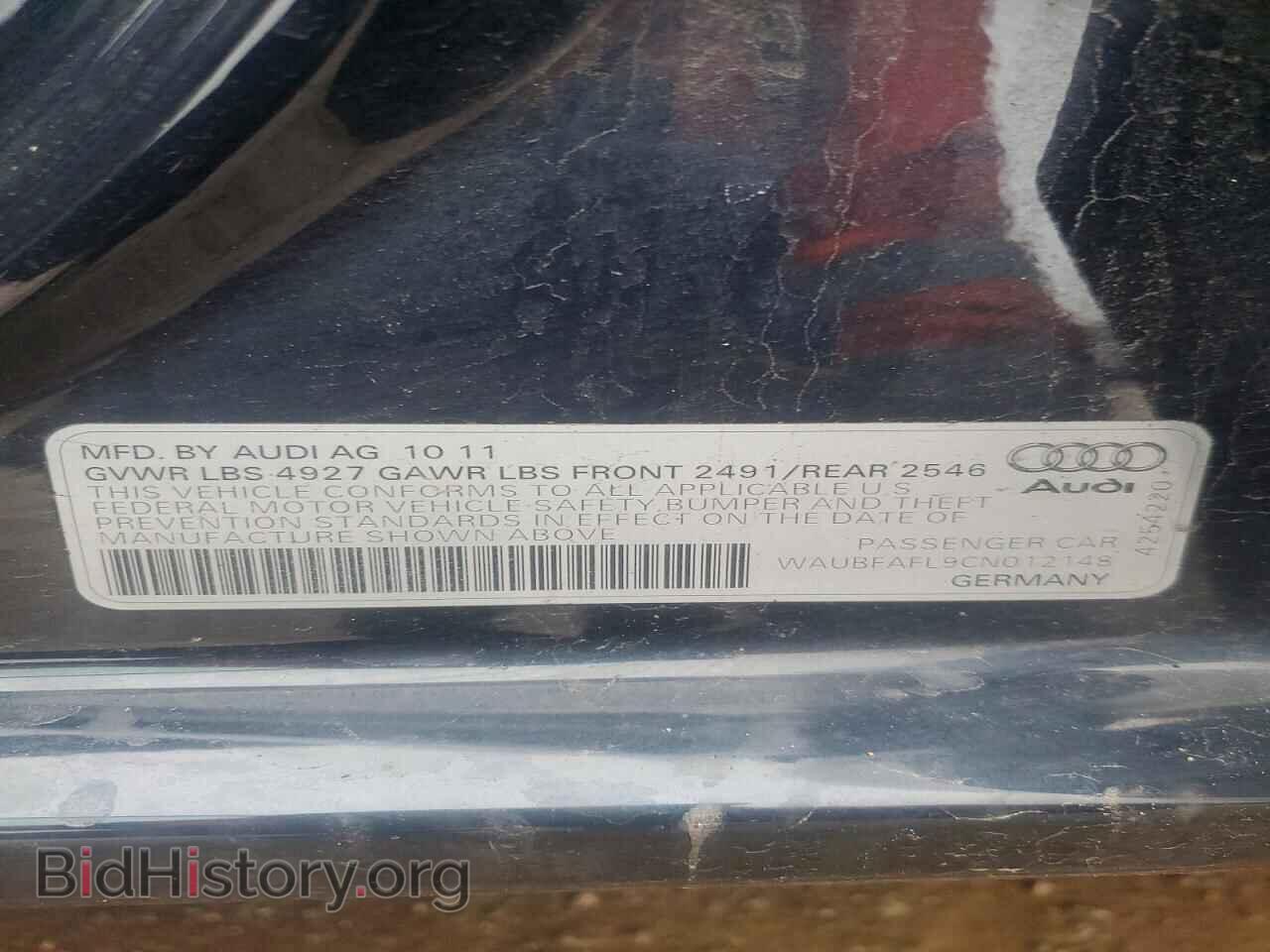 2012 AUDI A4 - VIN: WAUBFAFL9CN012148 - Фото 12