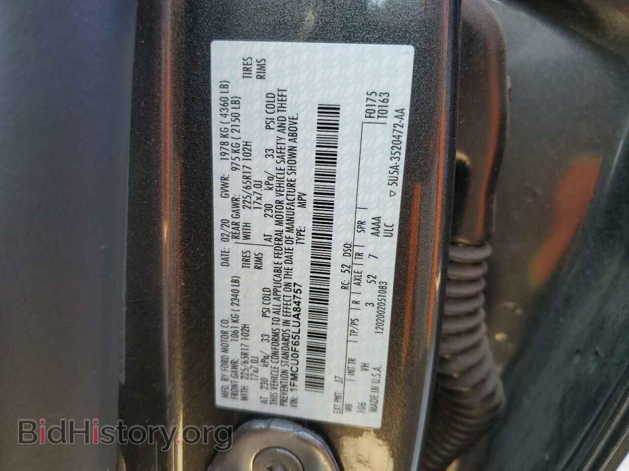 2020 FORD ESCAPE - VIN: 1FMCU0F65LUA84757 - Photo 13