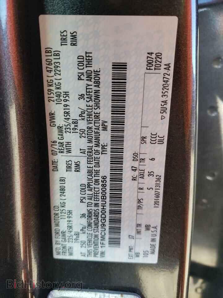 2017 FORD ESCAPE - VIN: 1FMCU9GD0HUB00856 - Фото 13
