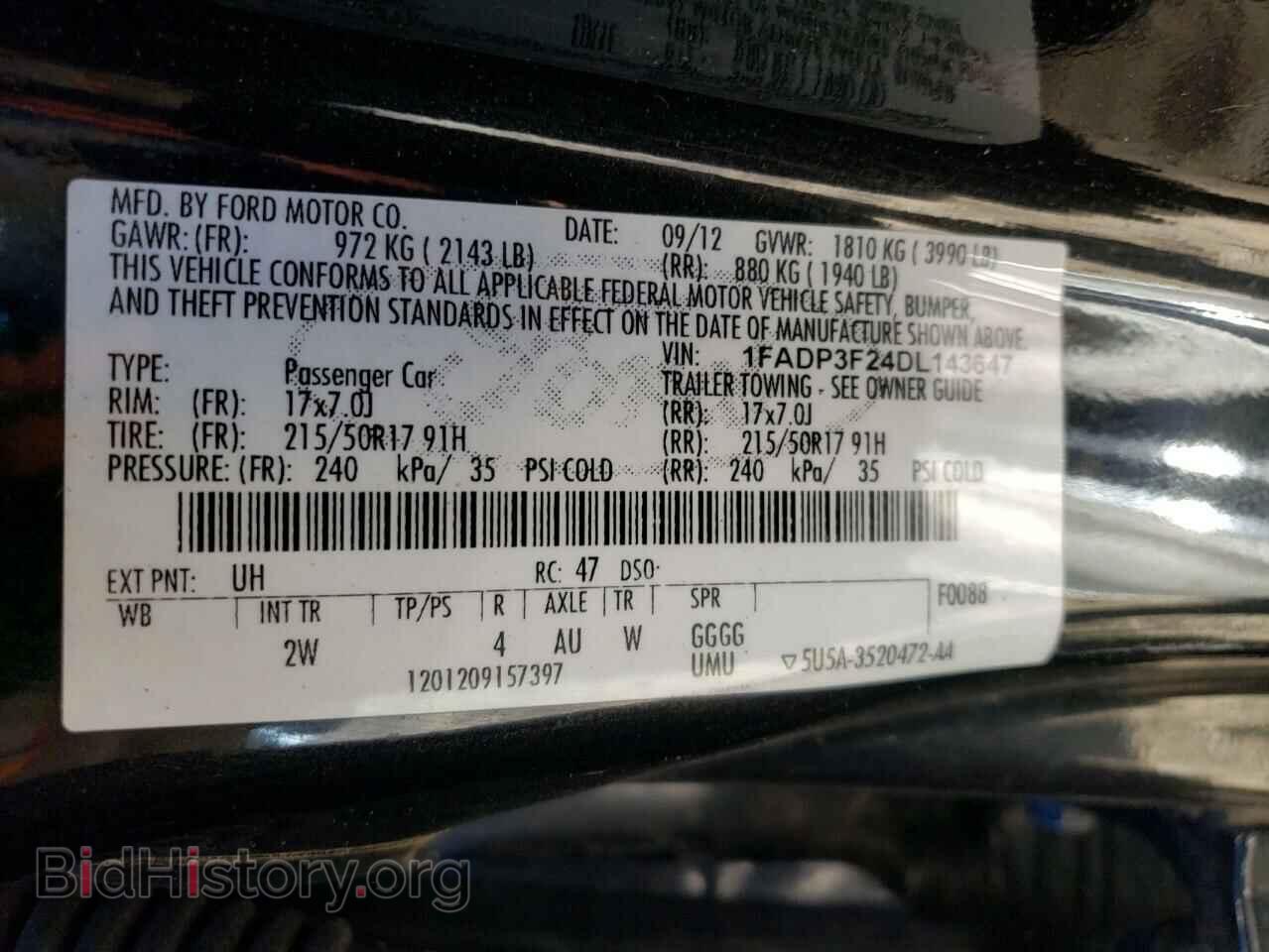 2013 FORD FOCUS - VIN: 1FADP3F24DL143647 - Фото 13