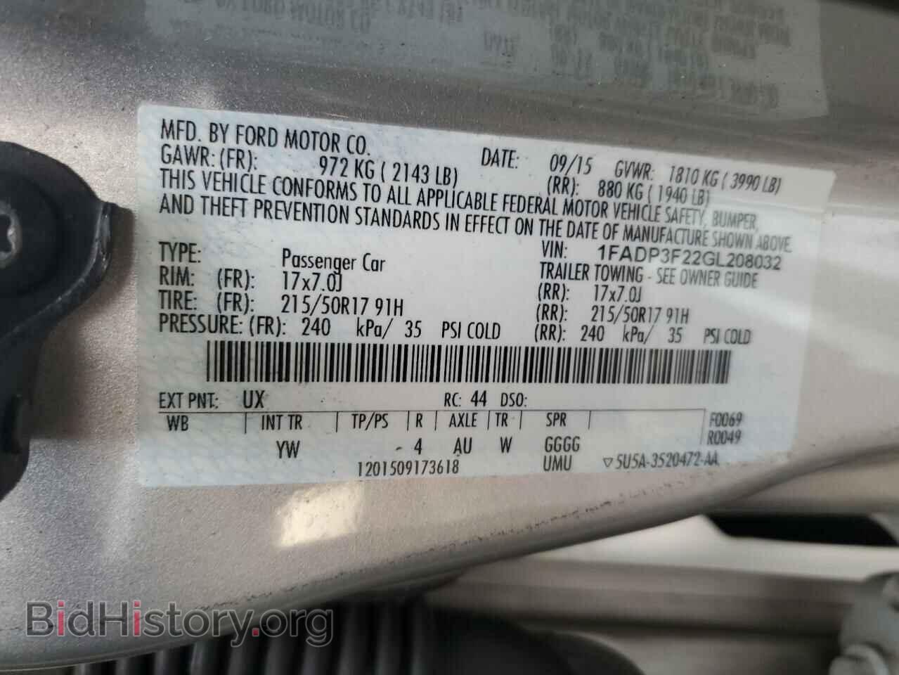 2016 FORD FOCUS - VIN: 1FADP3F22GL208032 - Фото 12