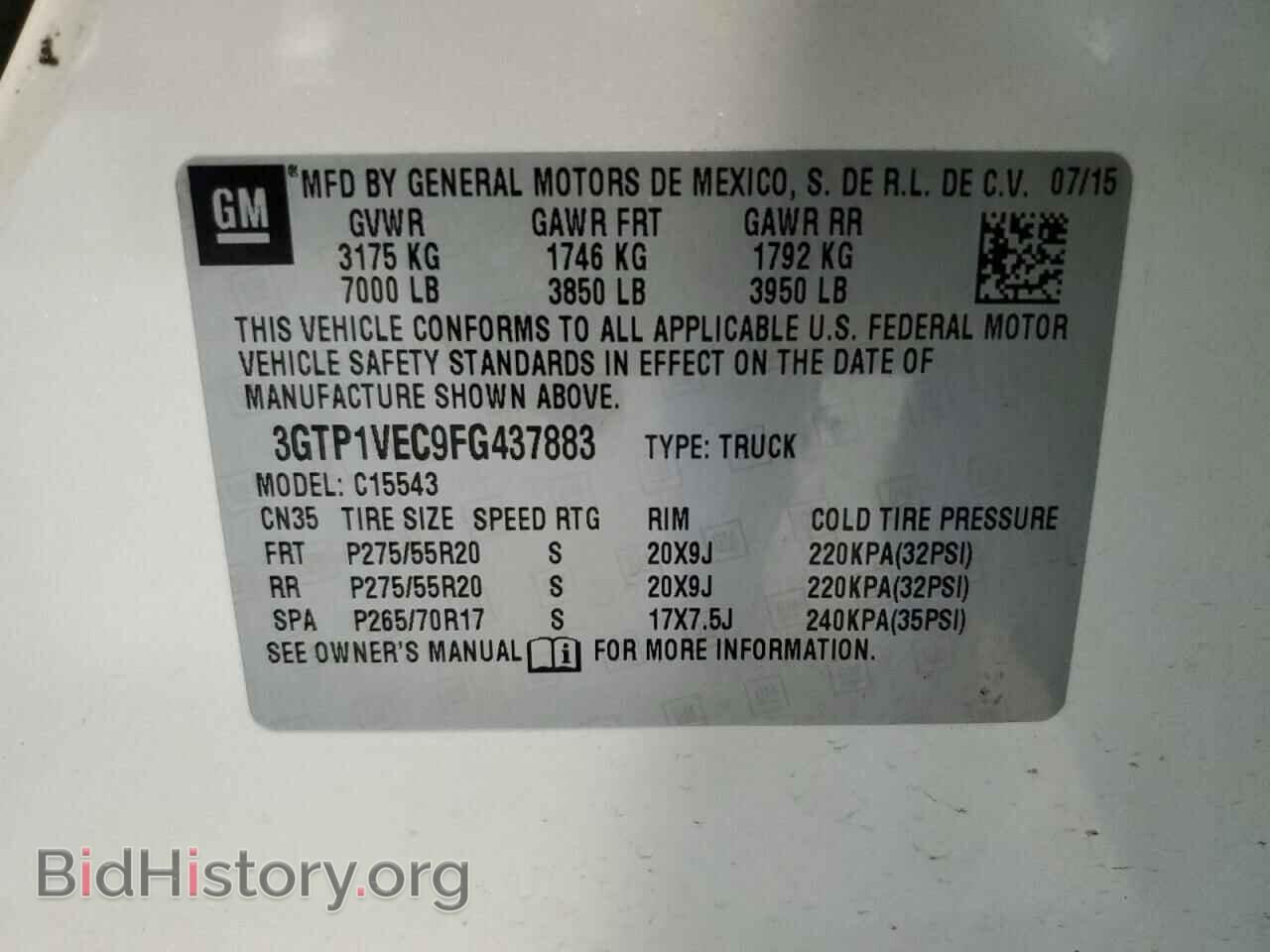 2015 GMC SIERRA - VIN: 3GTP1VEC9FG437883 - Фото 12