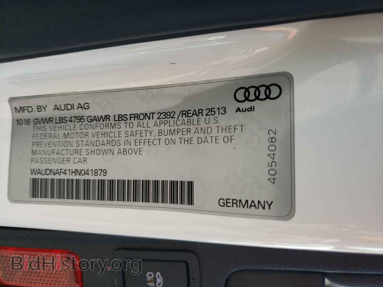 2017 AUDI A4 - VIN: WAUDNAF41HN041879 - Фото 12