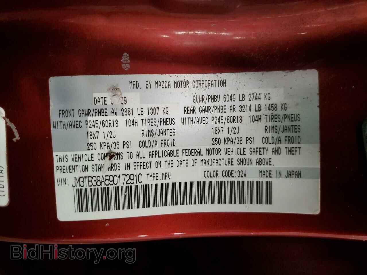 2009 MAZDA CX-9 - VIN: JM3TB38A590172910 - Фото 12