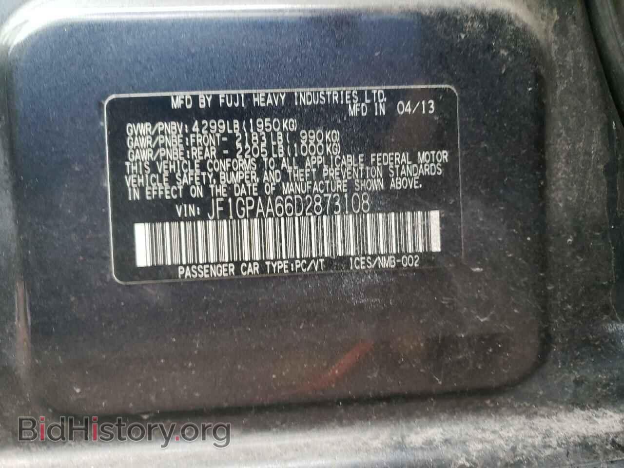 2013 SUBARU IMPREZA - VIN: JF1GPAA66D2873108 - Фото 12