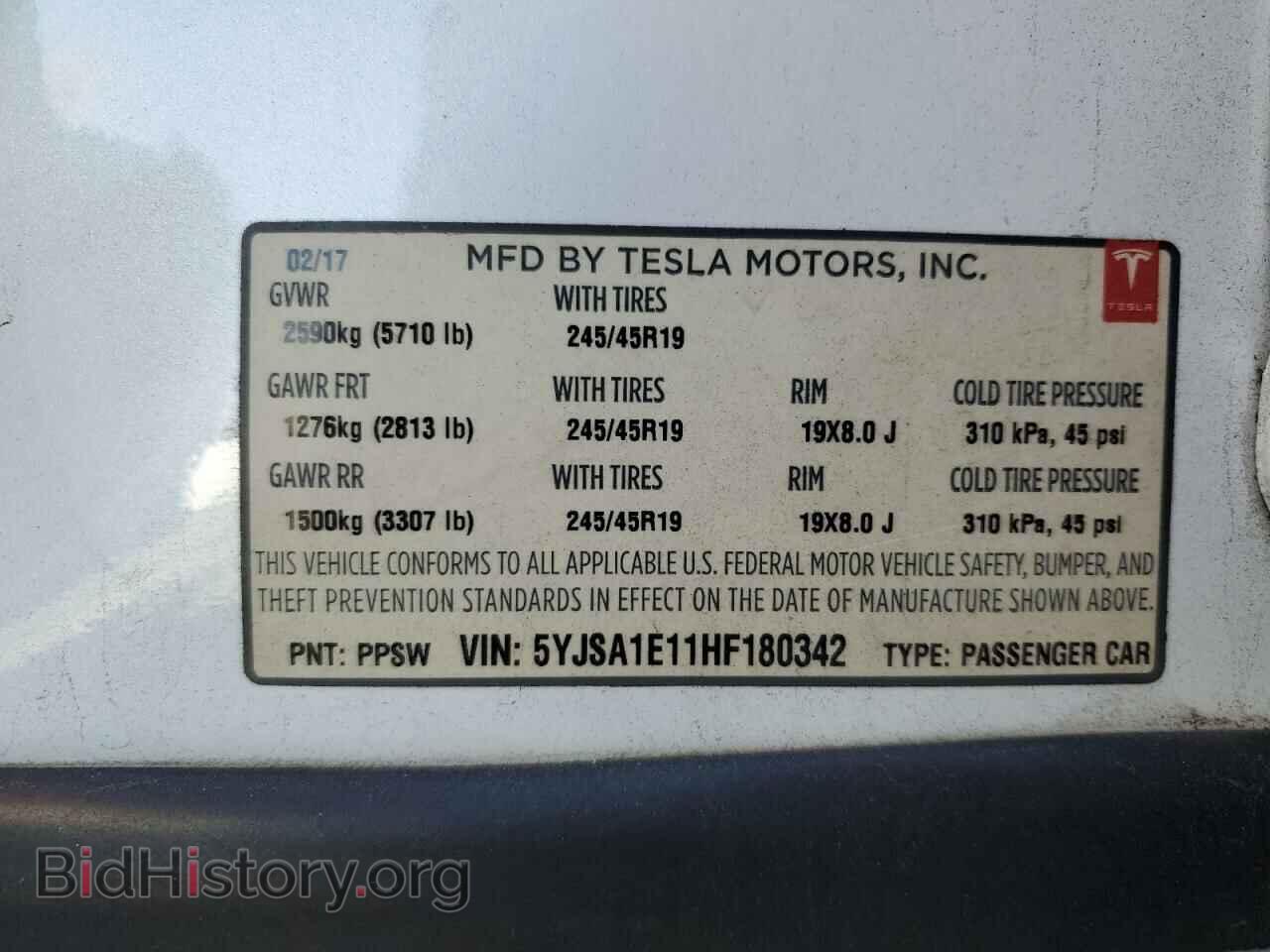 2017 TESLA MODEL S - VIN: 5YJSA1E11HF180342 - Фото 12