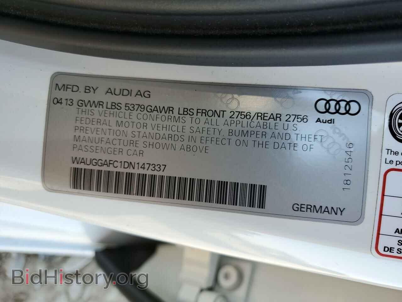 2013 AUDI A6 - VIN: WAUGGAFC1DN147337 - Фото 12
