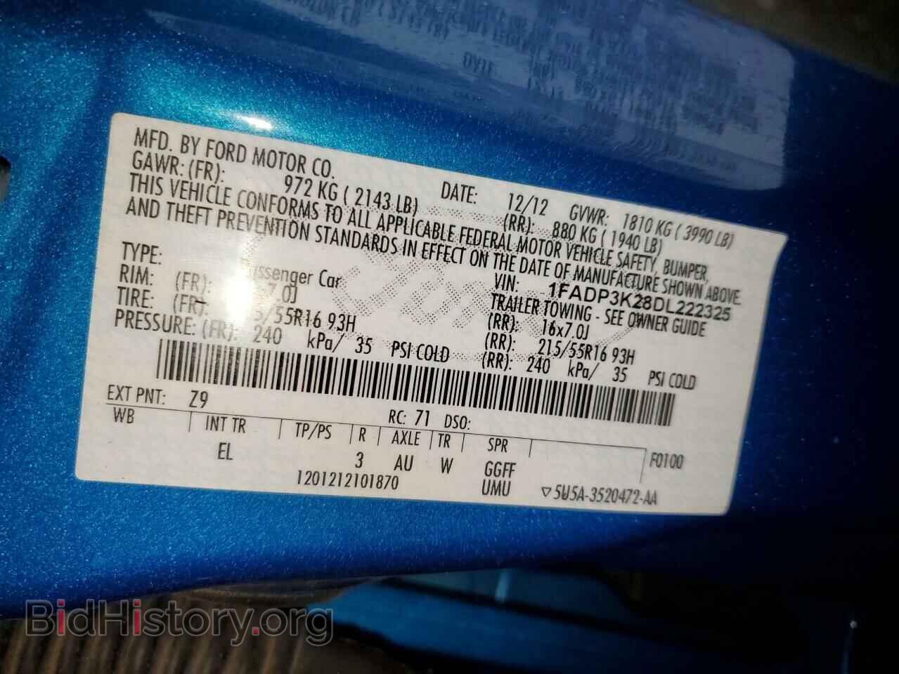 2013 FORD FOCUS - VIN: 1FADP3K28DL222325 - Фото 12