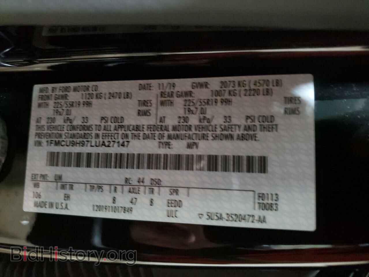 2020 FORD ESCAPE - VIN: 1FMCU9H97LUA27147 - Фото 13