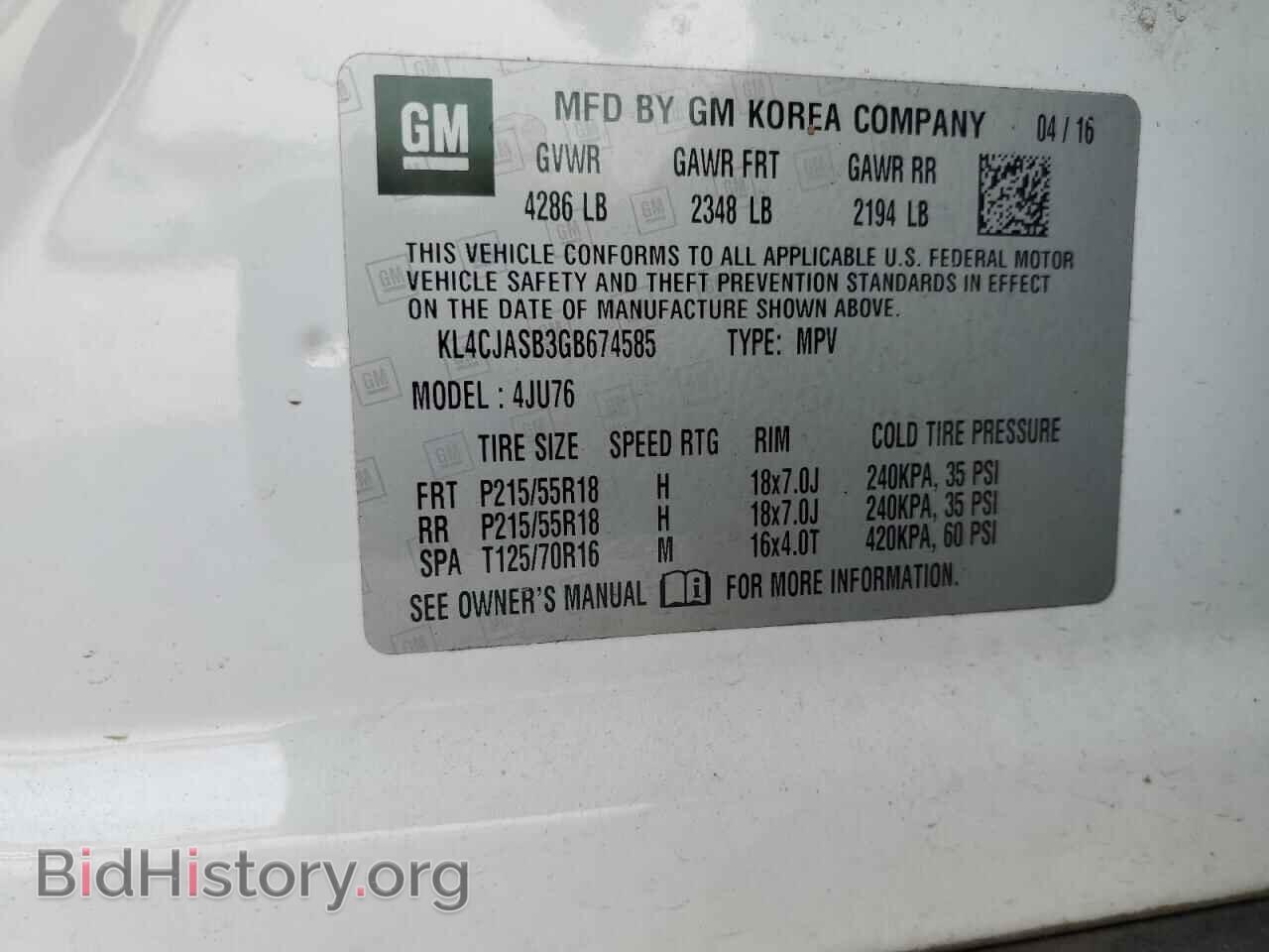 2016 BUICK ENCORE - VIN: KL4CJASB3GB674585 - Photo 13