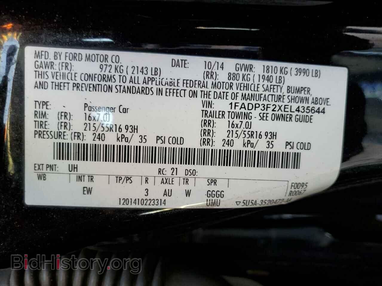 2014 FORD FOCUS - VIN: 1FADP3F2XEL435644 - Фото 12