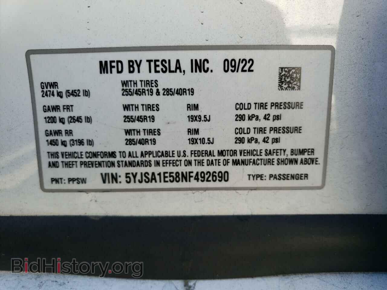 2022 TESLA MODEL S - VIN: 5YJSA1E58NF492690 - Фото 12