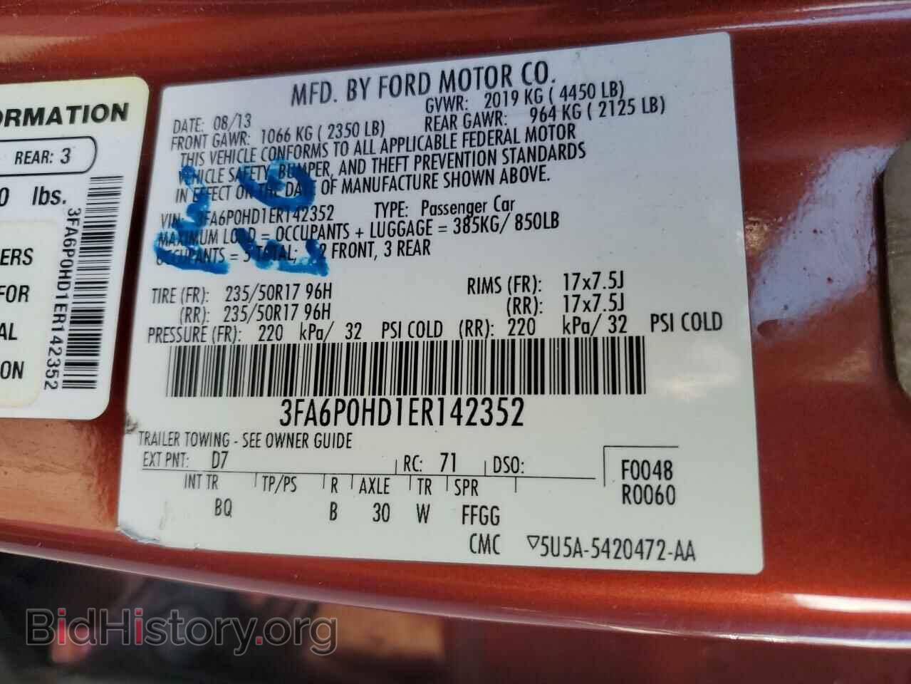 2014 FORD FUSION - VIN: 3FA6P0HD1ER142352 - Фото 12