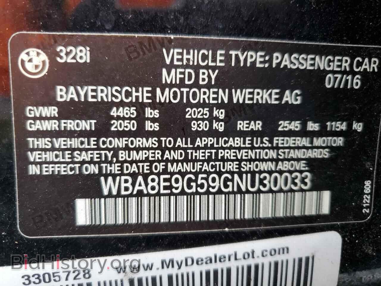 2016 BMW 3 SERIES - VIN: WBA8E9G59GNU30033 - Фото 12