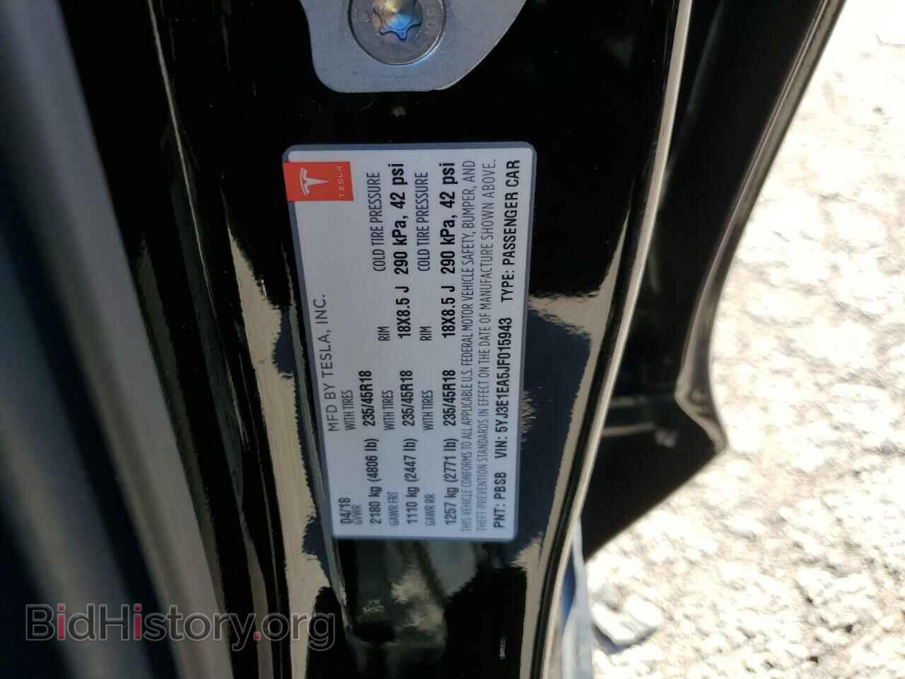 2018 TESLA MODEL 3 - VIN: 5YJ3E1EA5JF015943 - Фото 12