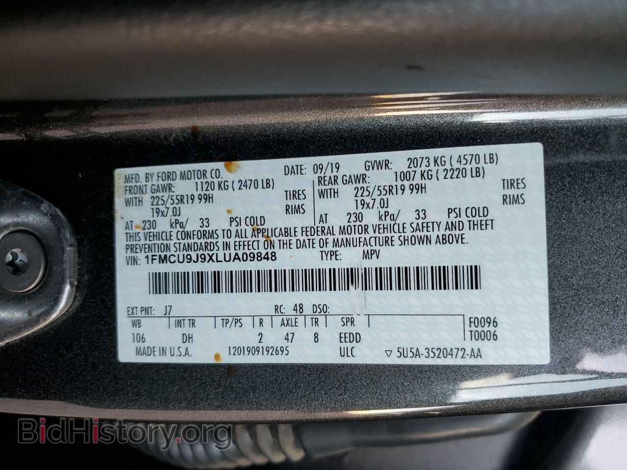 2020 FORD ESCAPE - VIN: 1FMCU9J9XLUA09848 - Фото 12