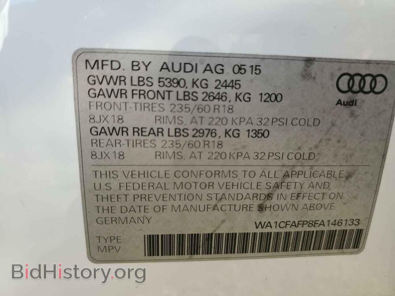 2015 AUDI Q5 - VIN: WA1CFAFP8FA146133 - Photo 13
