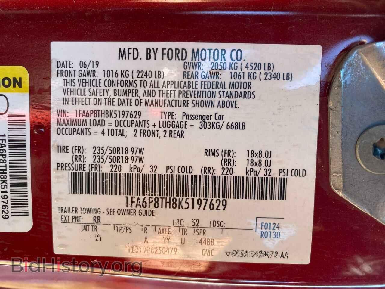 2019 FORD ALL Models - VIN: 1FA6P8TH8K5197629 - Photo 10