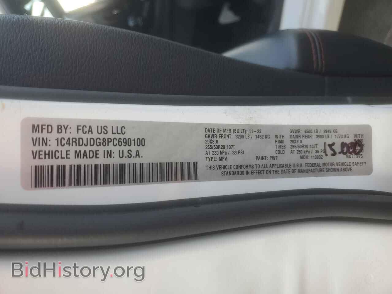 2023 DODGE DURANGO - VIN: 1C4RDJDG8PC690100 - Фото 14