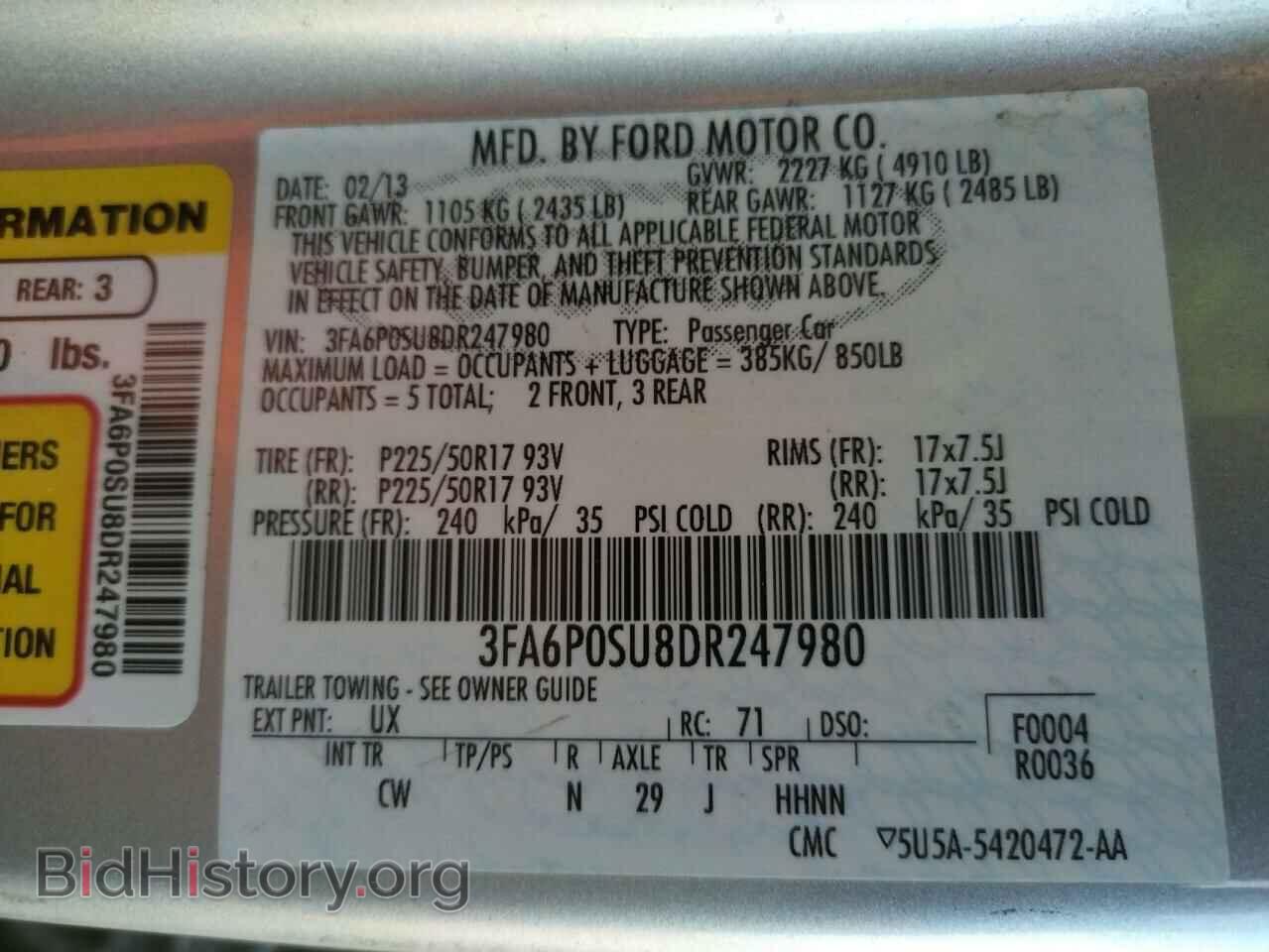 2013 FORD ALL Models - VIN: 3FA6P0SU8DR247980 - Photo 12
