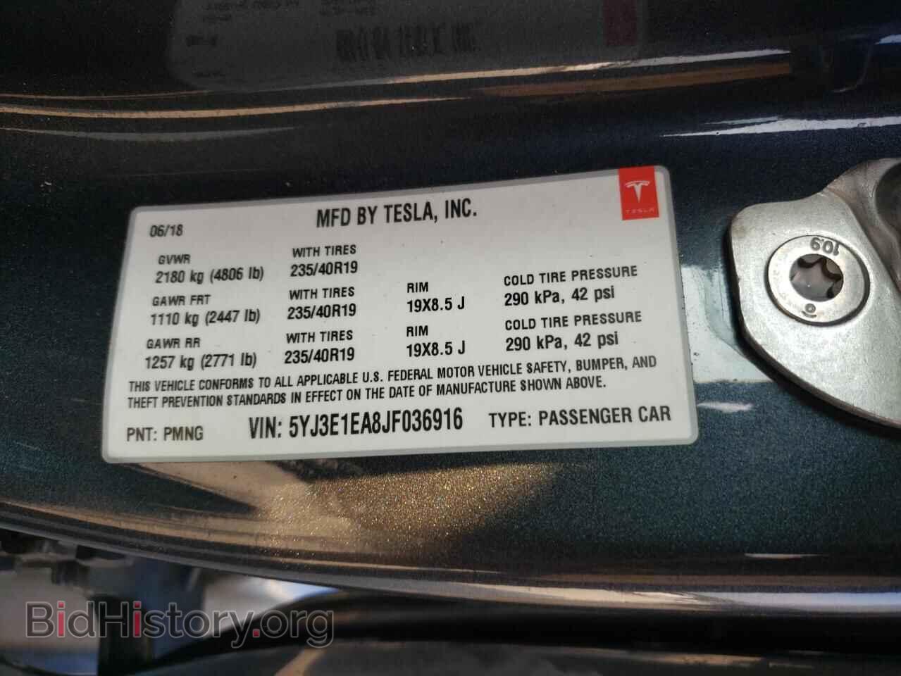 2018 TESLA MODEL 3 - VIN: 5YJ3E1EA8JF036916 - Фото 12
