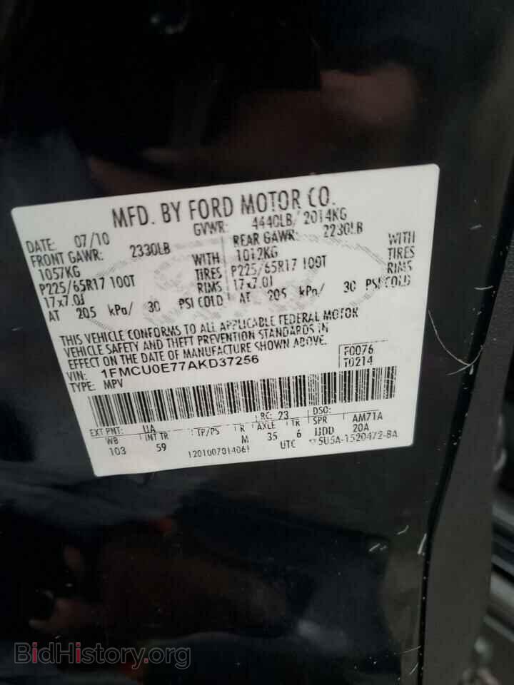 2010 FORD ESCAPE - VIN: 1FMCU0E77AKD37256 - Фото 13