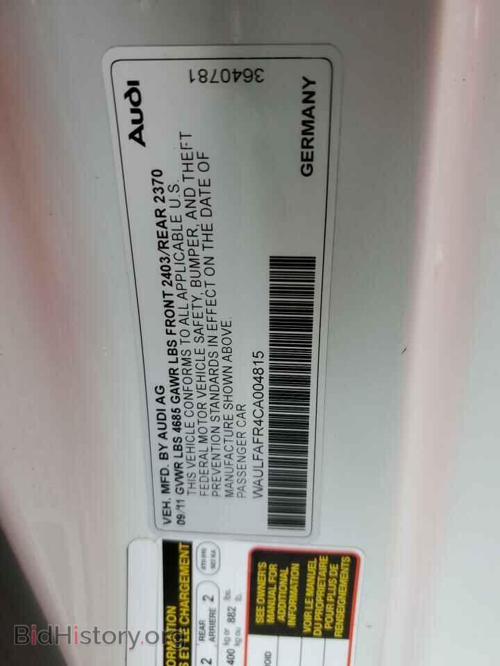 2012 AUDI A5 - VIN: WAULFAFR4CA004815 - Фото 12