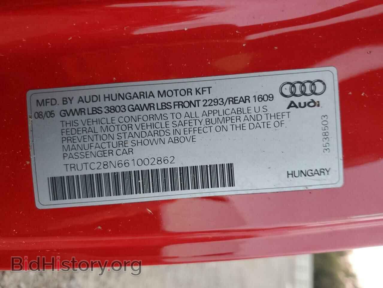 2006 AUDI TT - VIN: TRUTC28N661002862 - Photo 13