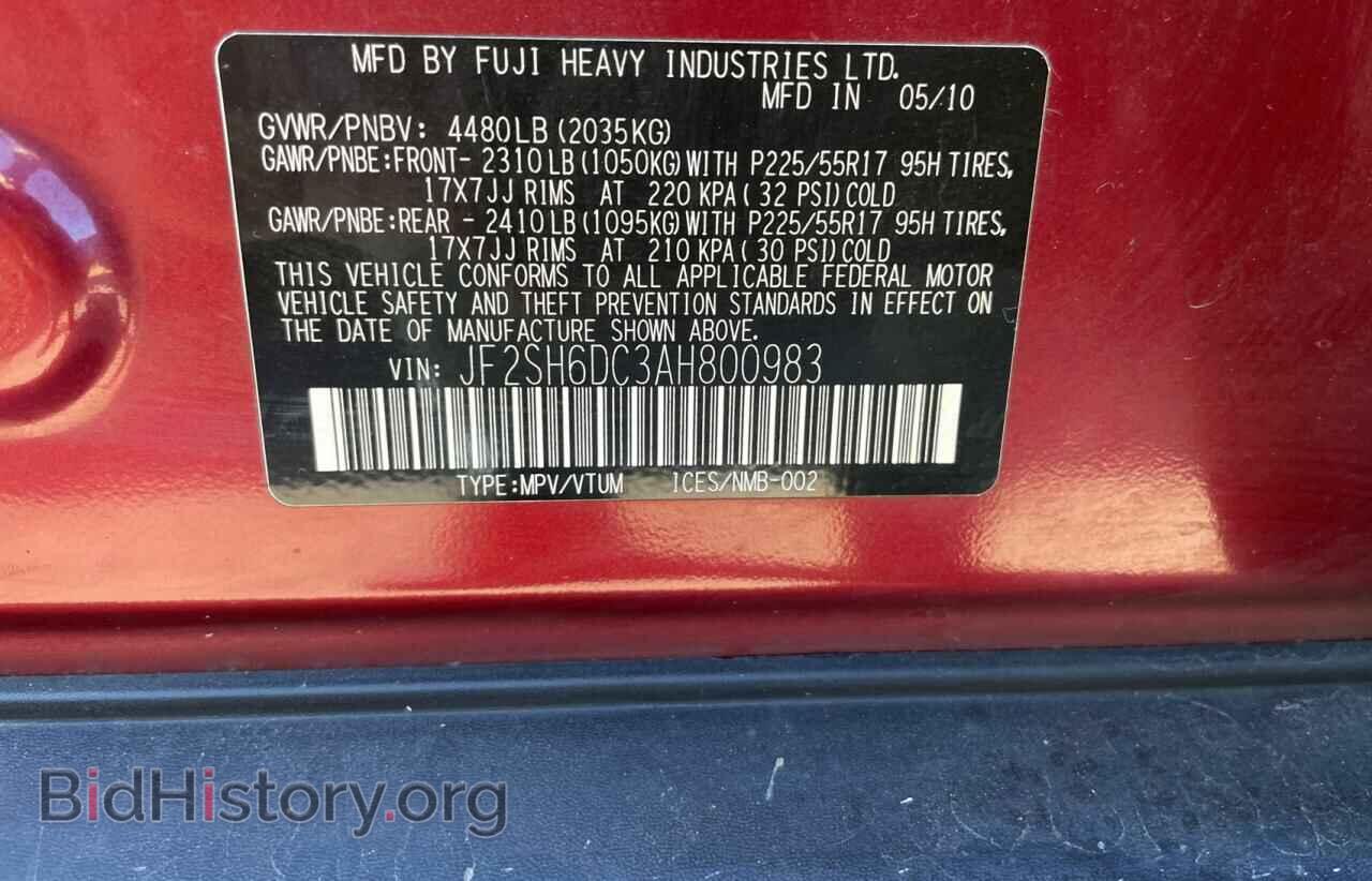 2010 SUBARU FORESTER - VIN: JF2SH6DC3AH800983 - Photo 10