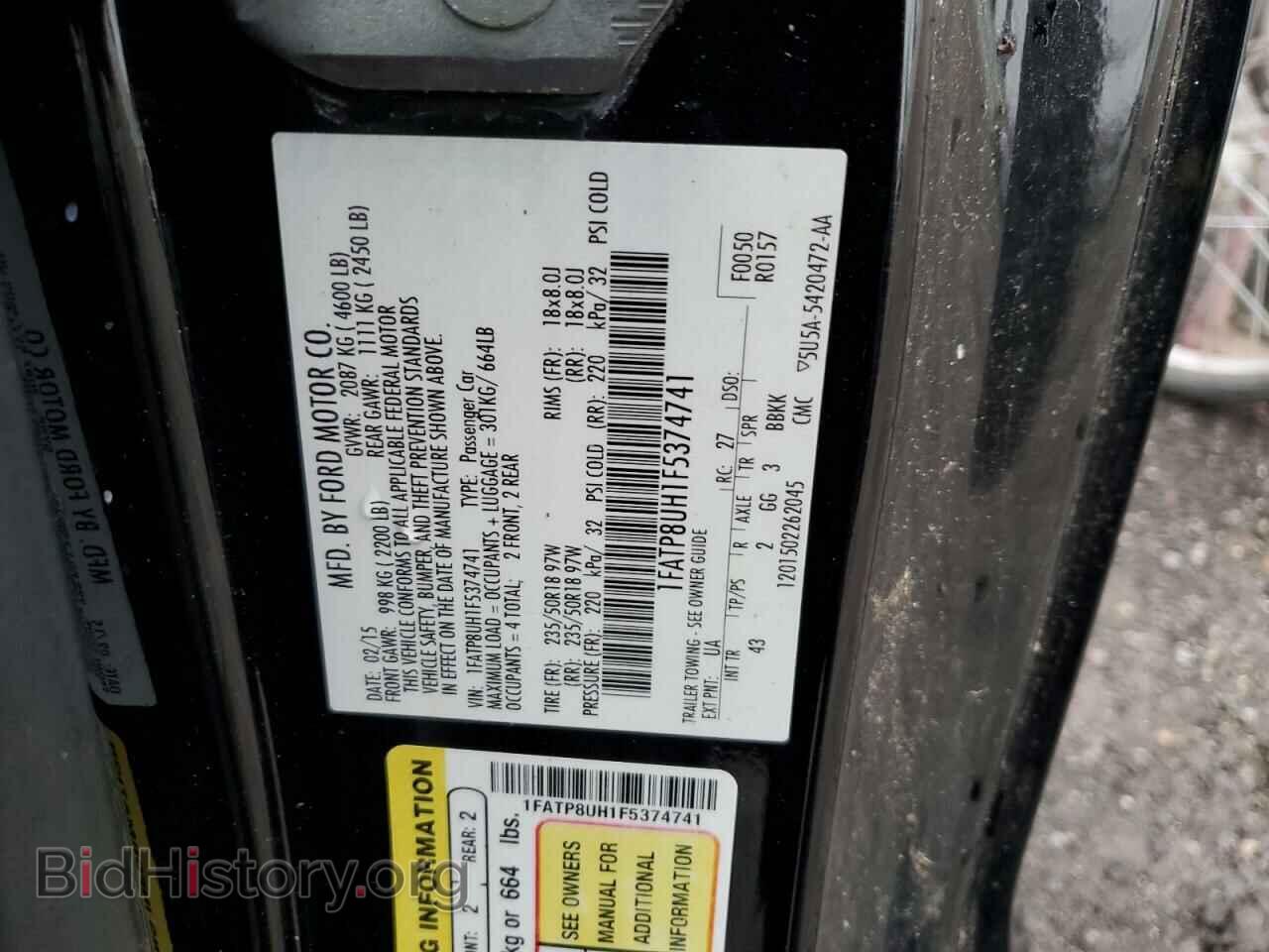 2015 FORD ALL Models - VIN: 1FATP8UH1F5374741 - Photo 12