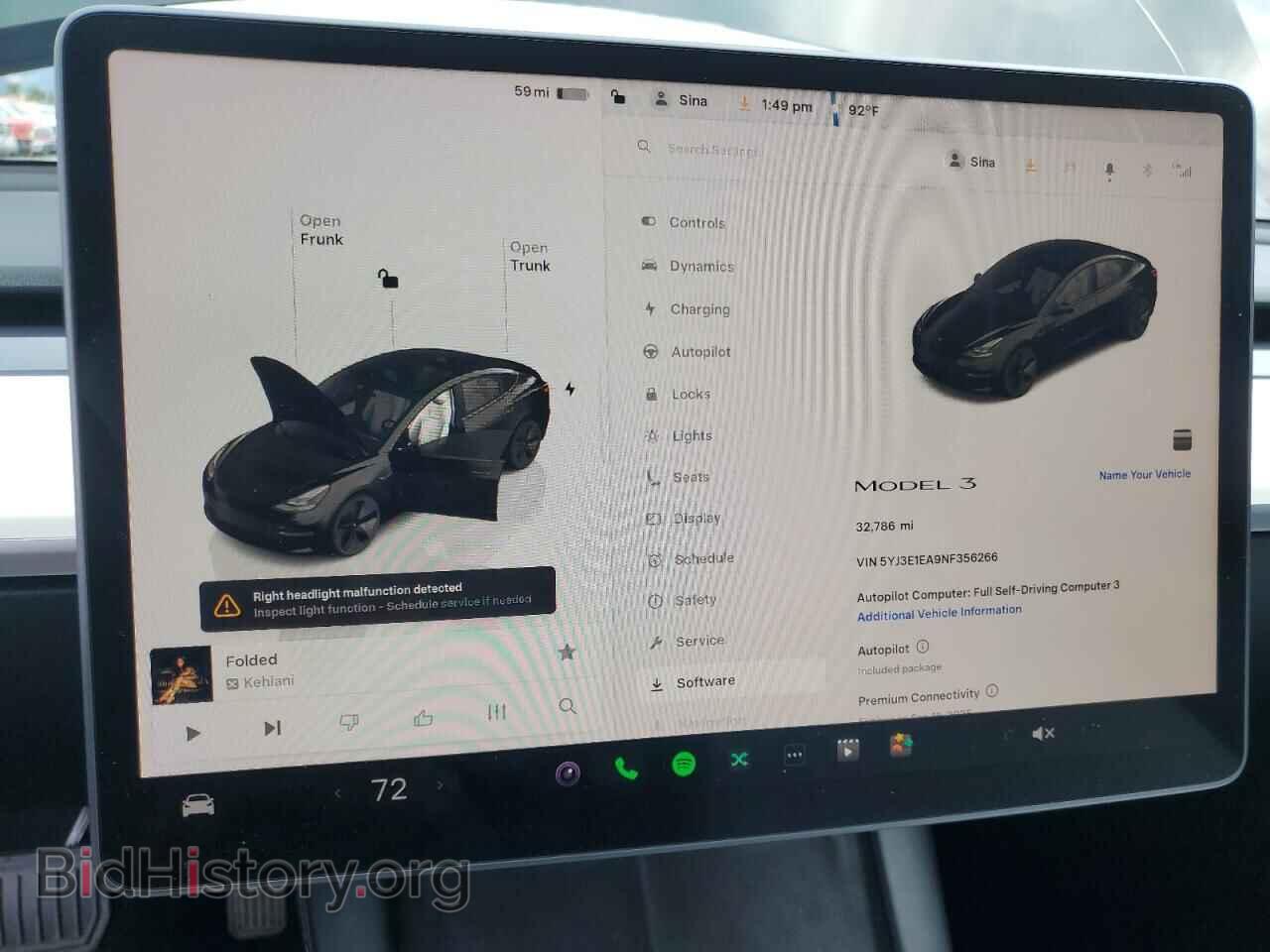 2022 TESLA MODEL 3 - VIN: 5YJ3E1EA9NF356266 - Фото 9