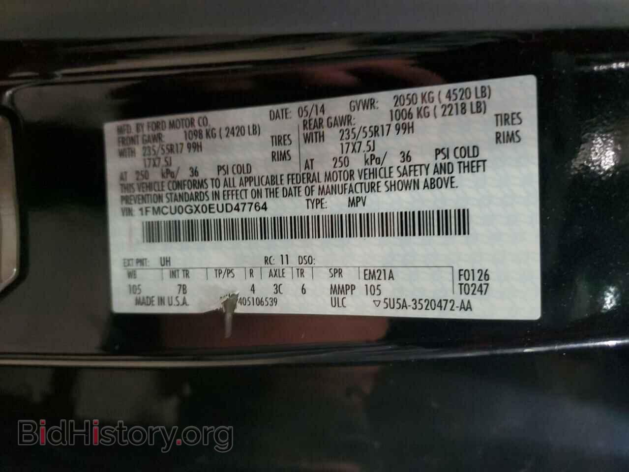 2014 FORD ESCAPE - VIN: 1FMCU0GX0EUD47764 - Фото 13