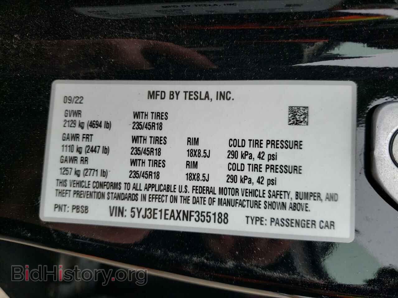 2022 TESLA MODEL 3 - VIN: 5YJ3E1EAXNF355188 - Photo 12