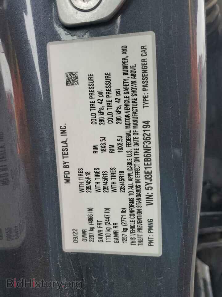2022 TESLA MODEL 3 - VIN: 5YJ3E1EB6NF362194 - Photo 12