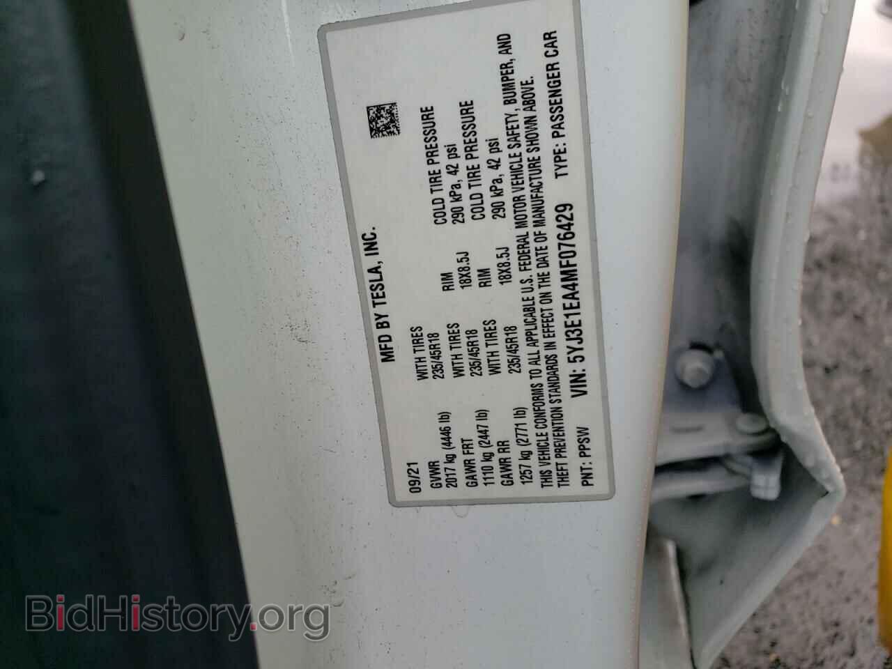 2021 TESLA MODEL 3 - VIN: 5YJ3E1EA4MF076429 - Фото 12