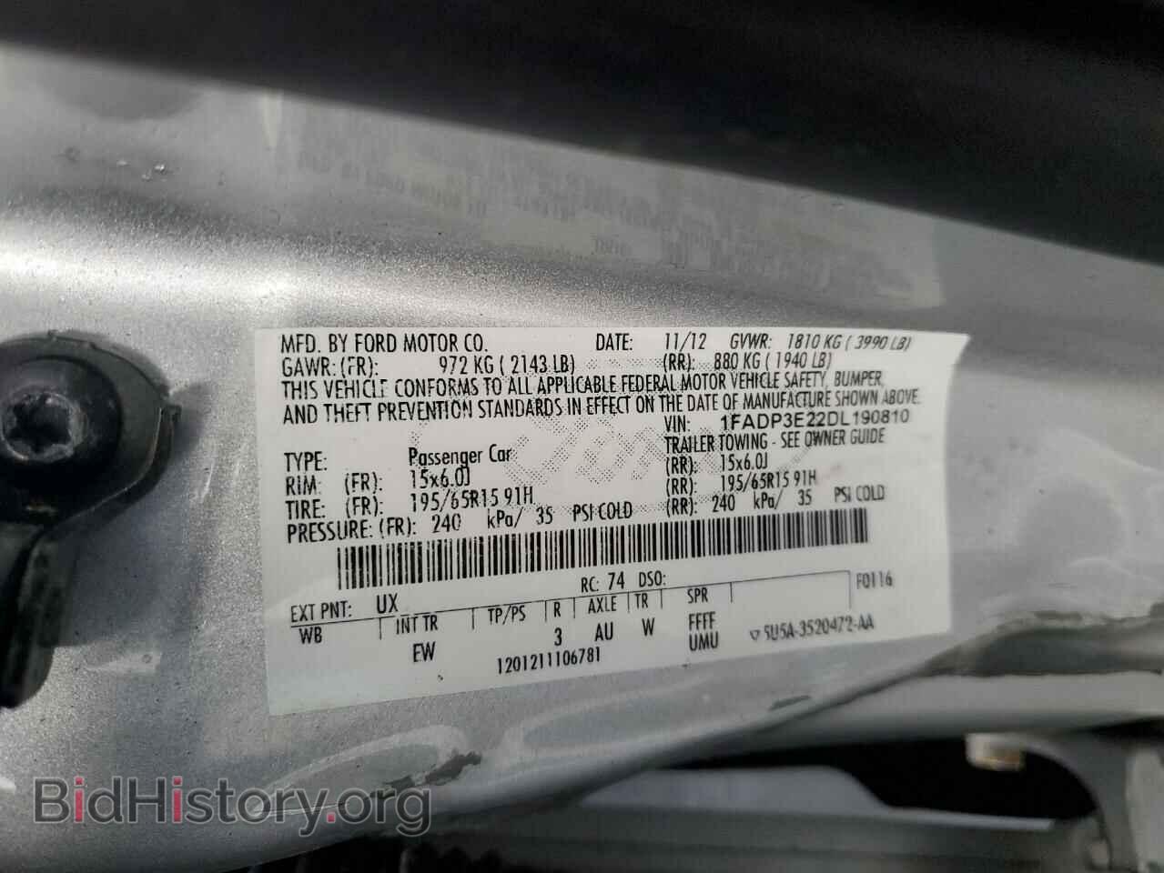 2013 FORD FOCUS - VIN: 1FADP3E22DL190810 - Фото 12