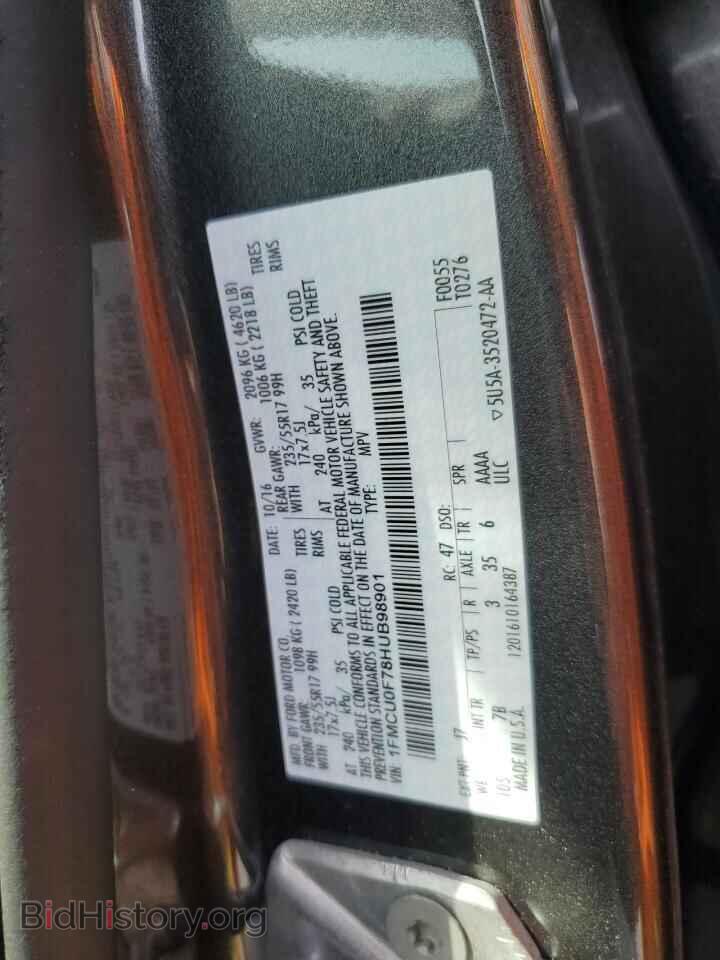 2017 FORD ESCAPE - VIN: 1FMCU0F78HUB98901 - Фото 13