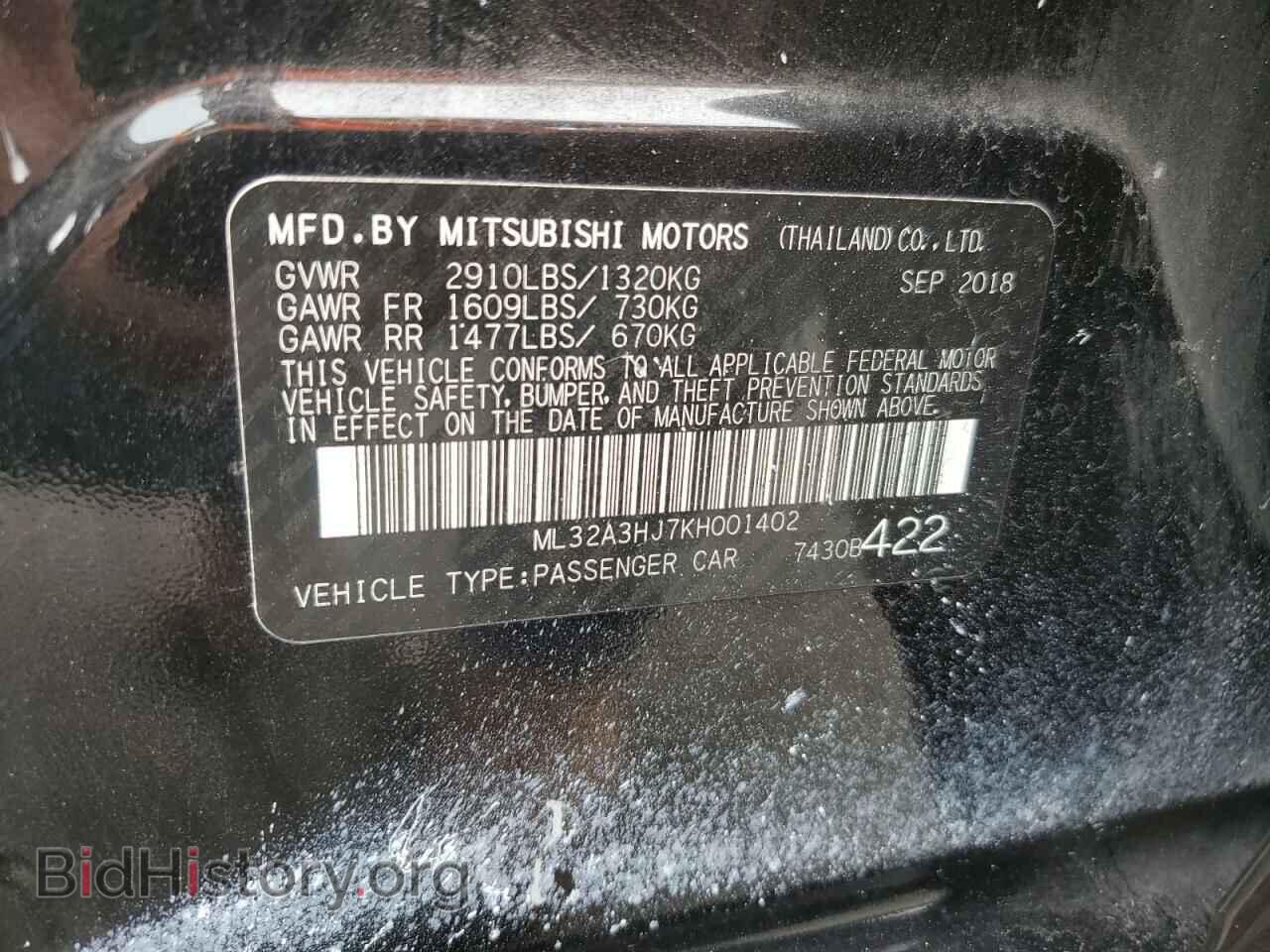 2019 MITSUBISHI MIRAGE - VIN: ML32A3HJ7KH001402 - Фото 12