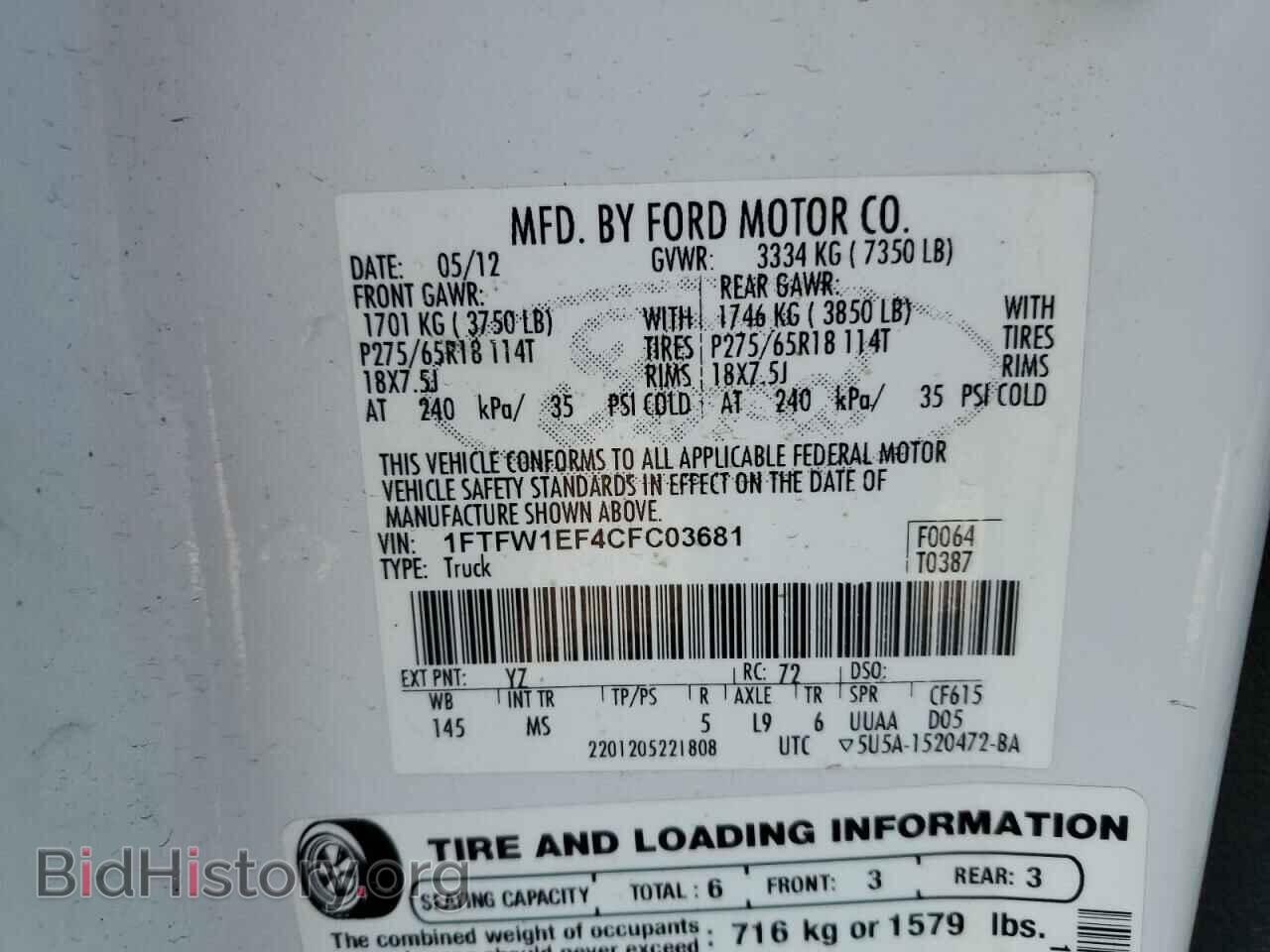 2012 FORD F-150 - VIN: 1FTFW1EF4CFC03681 - Фото 12