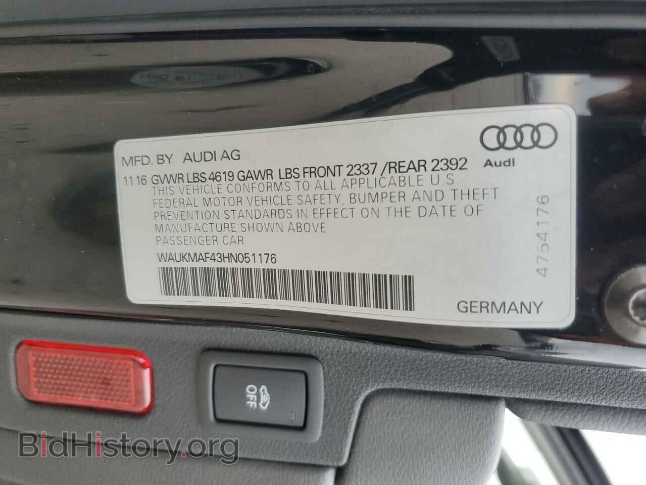 2017 AUDI A4 - VIN: WAUKMAF43HN051176 - Фото 12