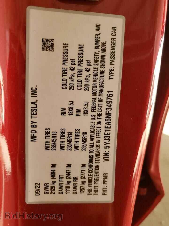 2022 TESLA MODEL 3 - VIN: 5YJ3E1EA6NF349761 - Photo 12