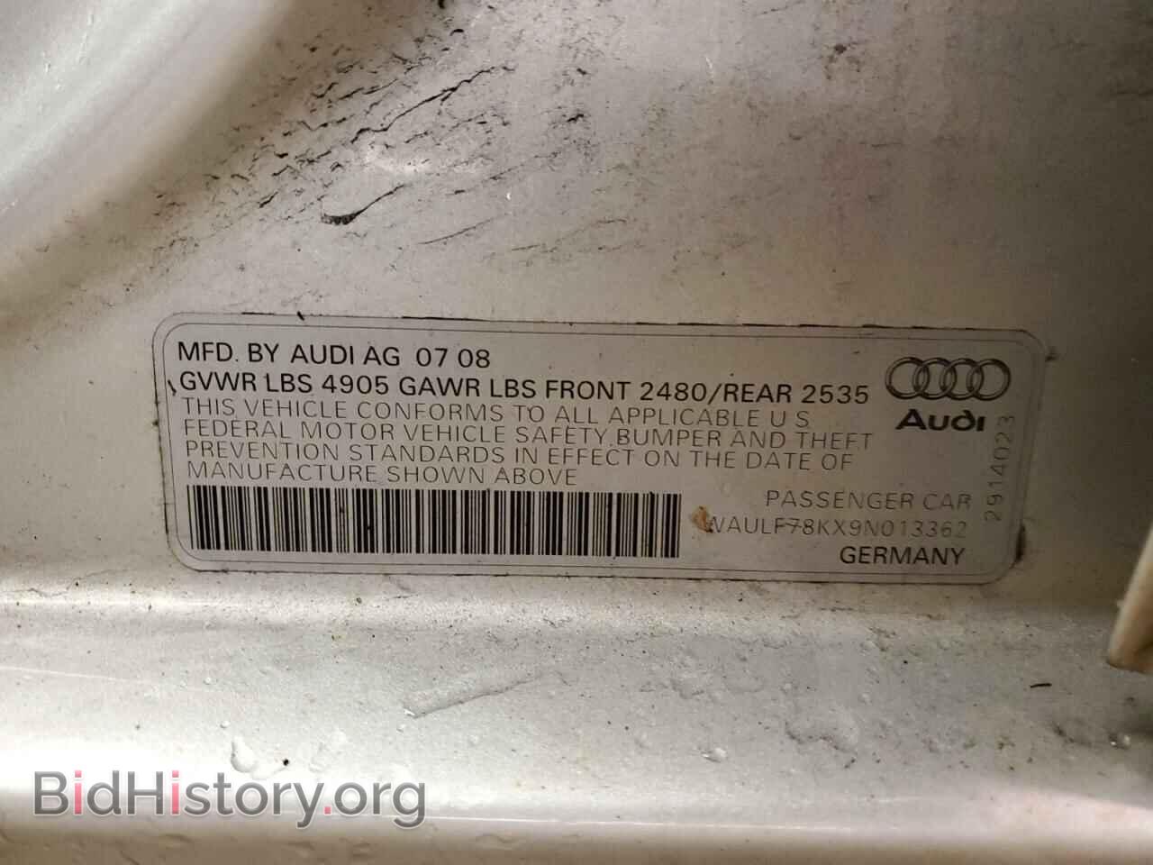 2009 AUDI A4 - VIN: WAULF78KX9N013362 - Фото 12