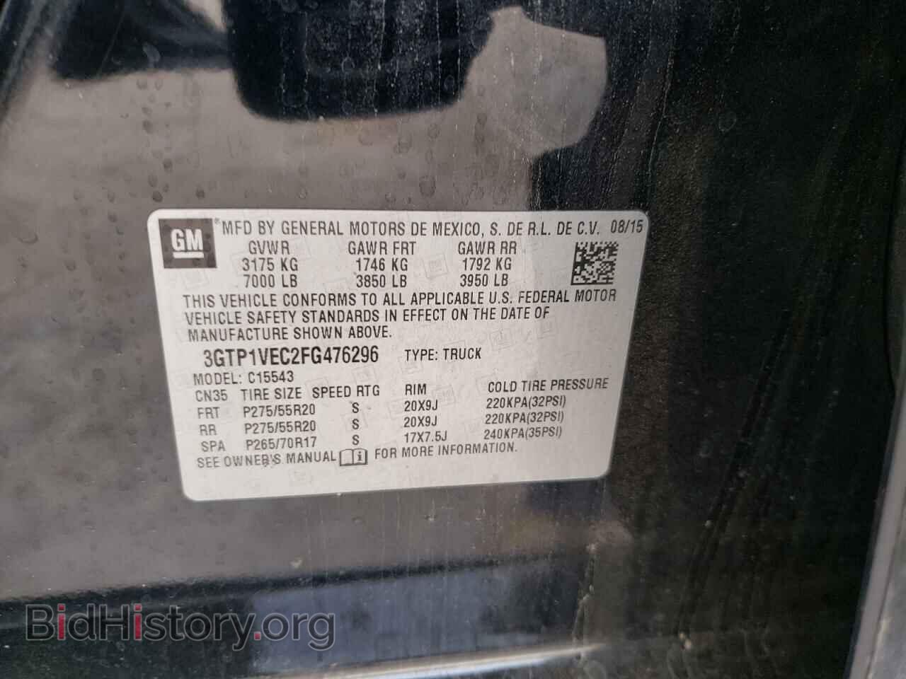 2015 GMC SIERRA - VIN: 3GTP1VEC2FG476296 - Photo 12