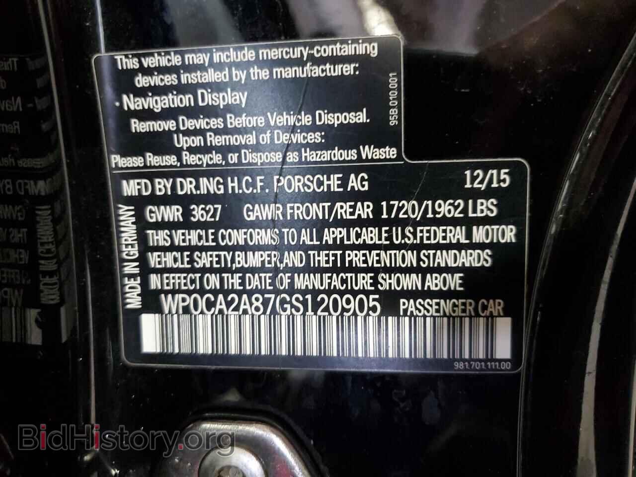 2016 PORSCHE BOXSTER - VIN: WP0CA2A87GS120905 - Фото 12