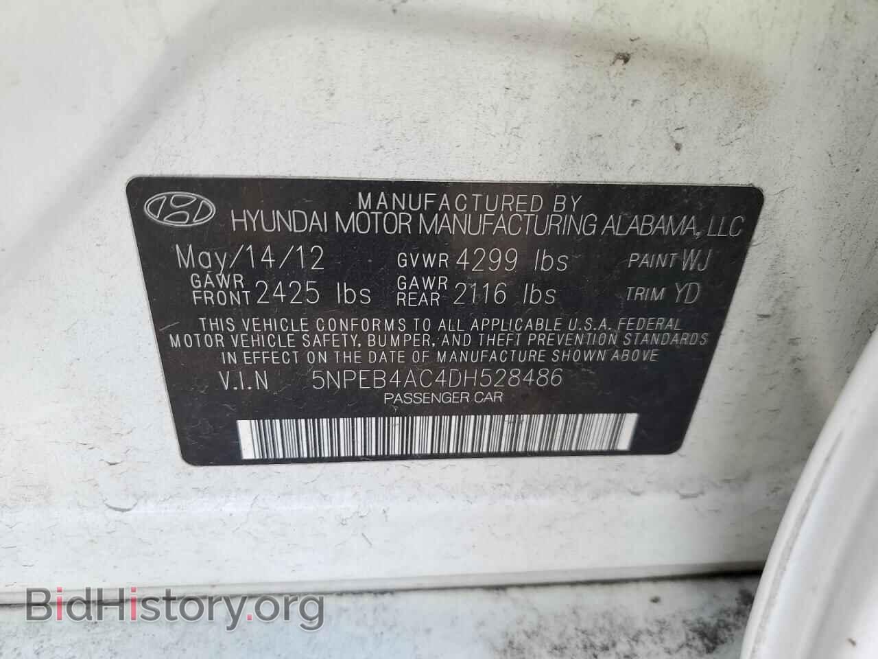 2013 HYUNDAI SONATA - VIN: 5NPEB4AC4DH528486 - Фото 12