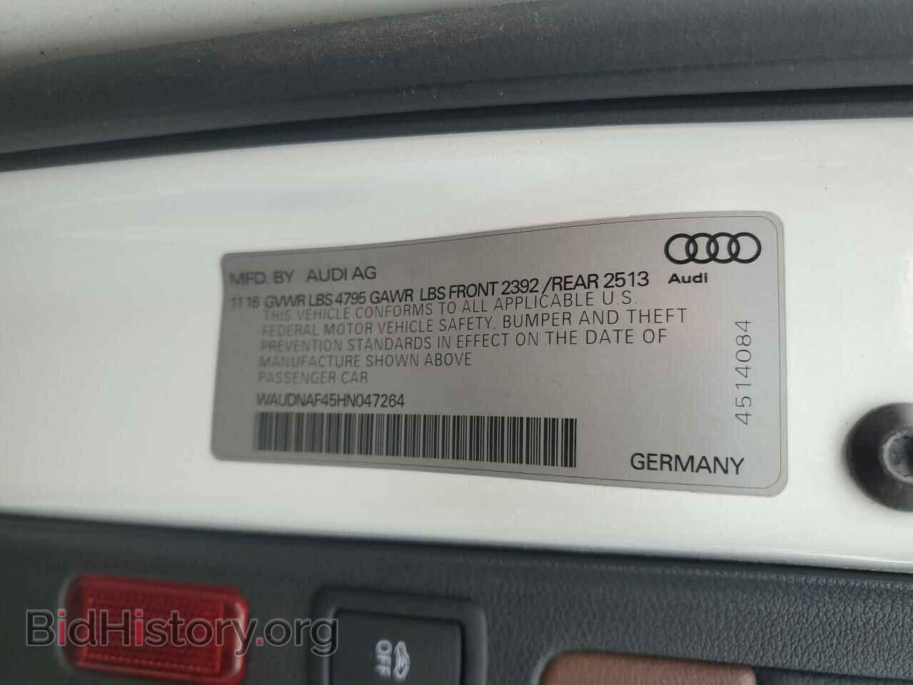 2017 AUDI A4 - VIN: WAUDNAF45HN047264 - Фото 12
